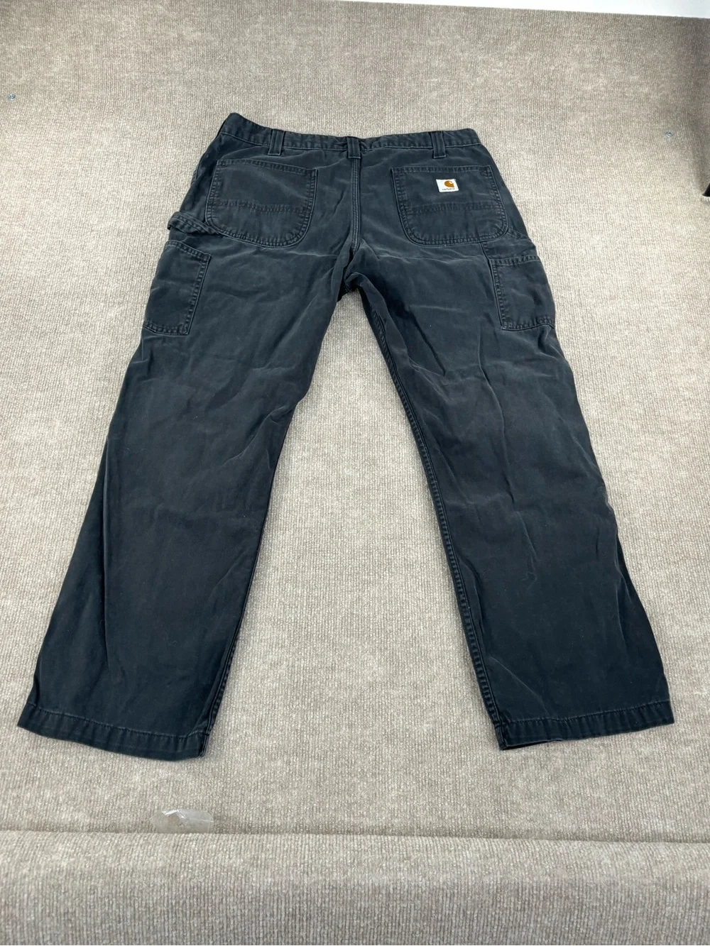 Carhartt Pants Mens 36x30 Black Relaxed Fit Canvas Carpenter Work B324-BLK